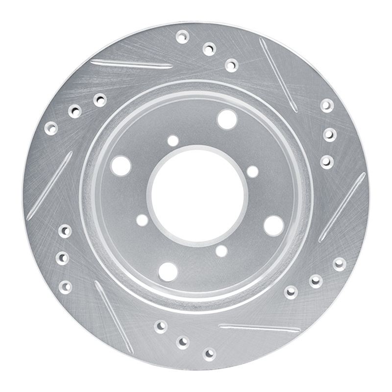Chevrolet Metro Brake Rotor (1) - Front Left - R1 Concepts - Drilled & Slotted - Silver - `89-`01